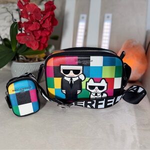 Karl Lagerfeld Multicolor Crossbody Bag with Cartoon Design white Cat